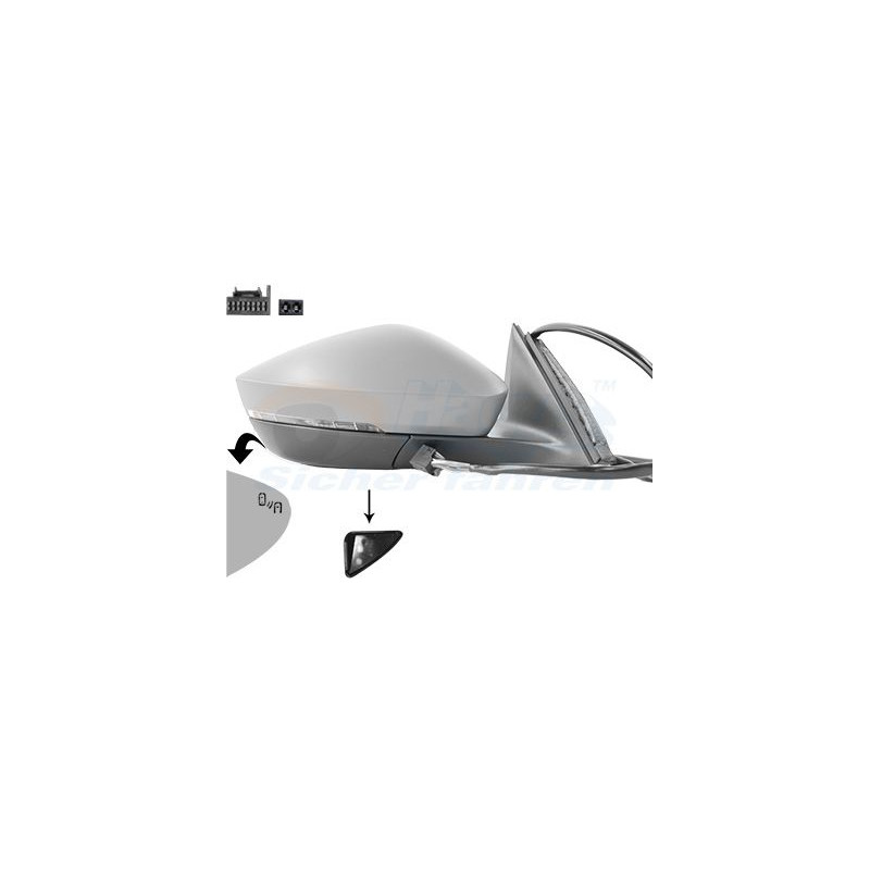 Rétroviseur éléctrique complet droit