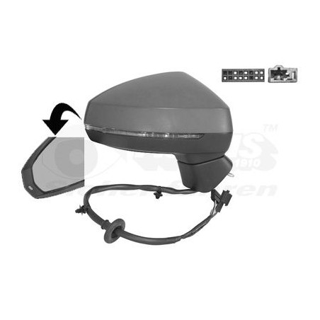 RETROVISEUR ELECTRIQUE COMPLET DROIT Chauffant Primer 12Pin Rabattable électriquement -Cabrio 