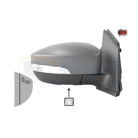 Rétroviseur éléctrique complet droit chauffant primer 10pin rabattable électriquement avec éclairage inférieur side assist