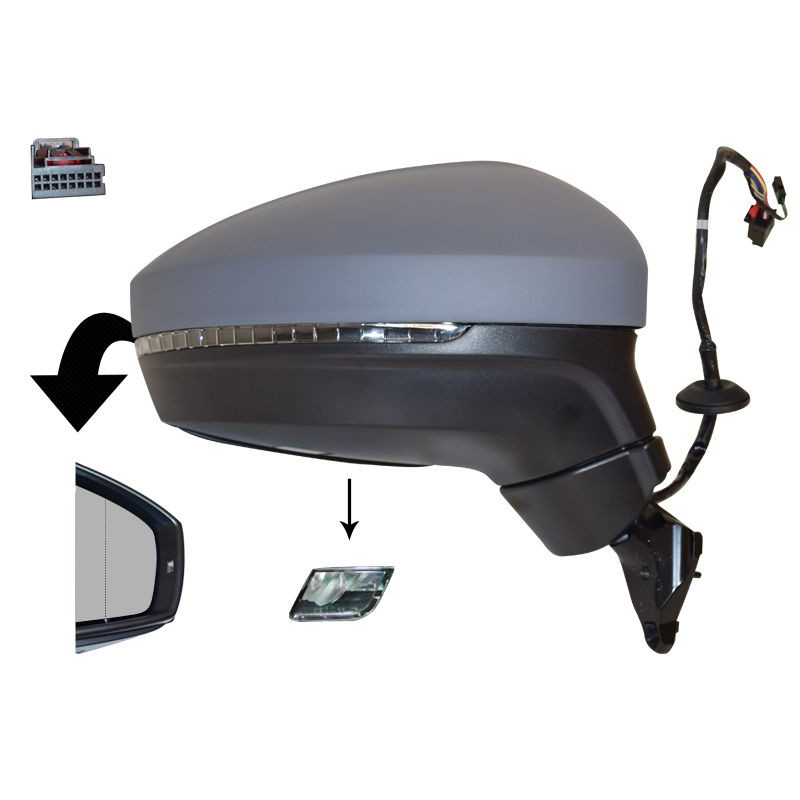 Rétroviseur éléctrique complet droit