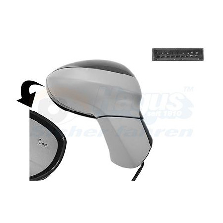 Rétroviseur éléctrique complet droit noir brillant - primer rabattable électriquement side assist