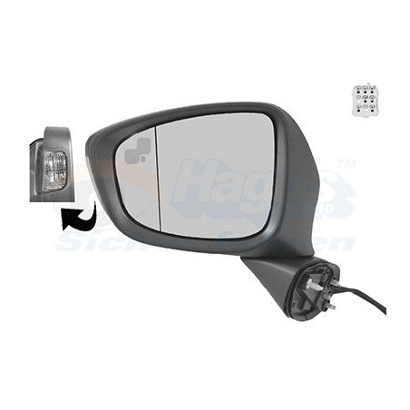 Rétroviseur éléctrique complet gauche -15 10pin chauffant primer rabattable électriquement side assist