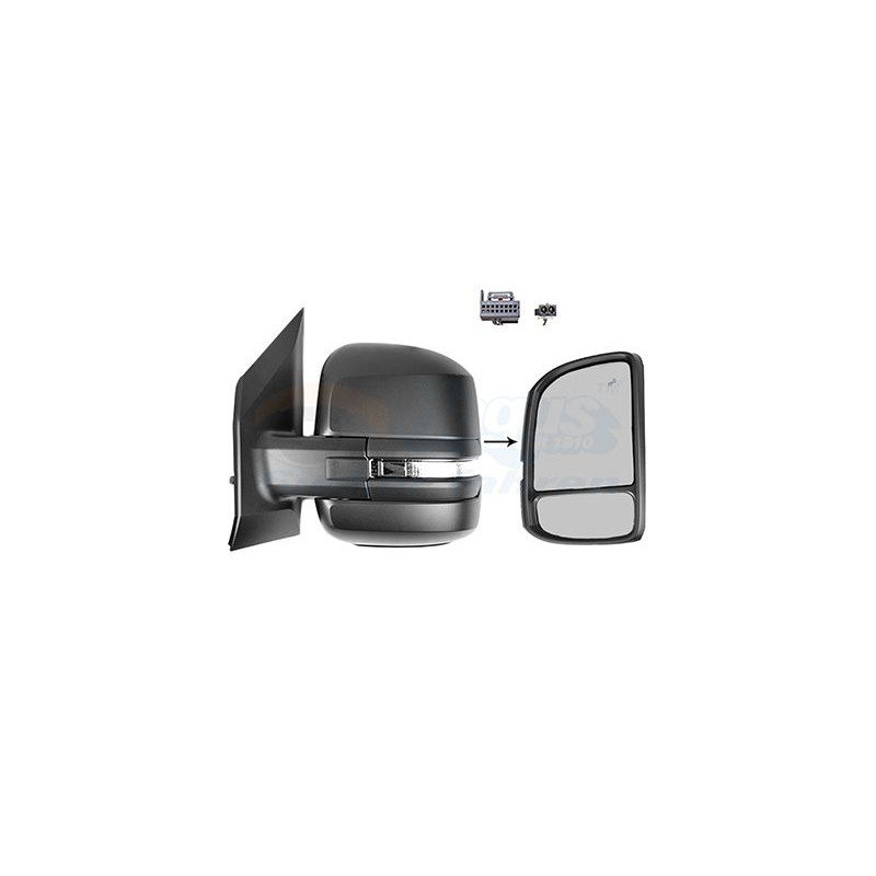 Rétroviseur éléctrique complet gauche 10pin bras court noir chauffant rabattable électriquement side assist