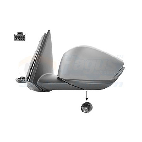 Rétroviseur éléctrique complet gauche 10pin chauffant primer rabattable électriquement avec éclairage inférieur