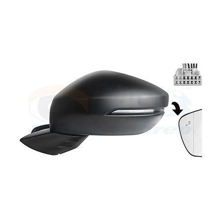 Rétroviseur éléctrique complet gauche 10pin chauffant primer rabattable électriquement side assist