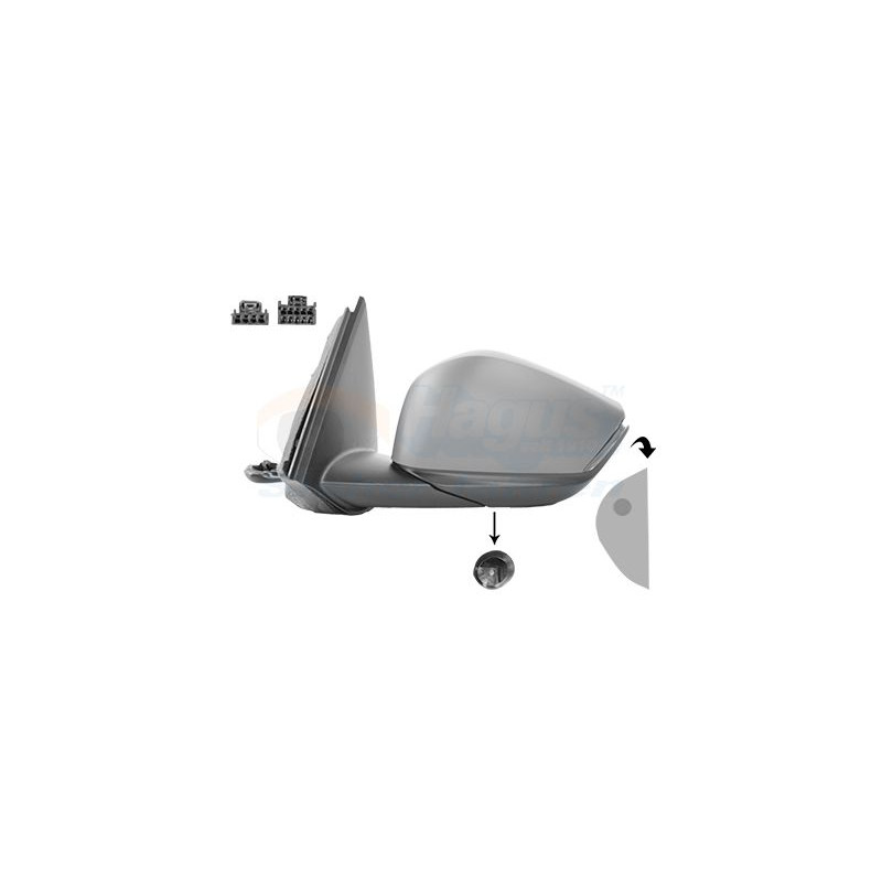 Rétroviseur éléctrique complet gauche 12pin chauffant primer rabattable électriquement avec éclairage inférieur side assis