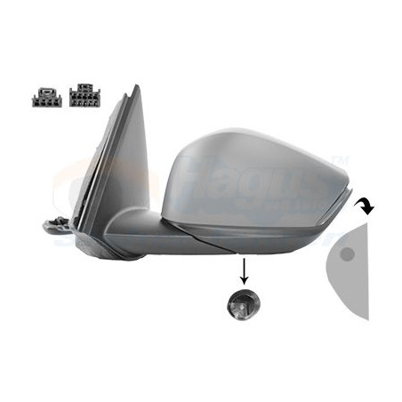 Rétroviseur éléctrique complet gauche 12pin chauffant primer rabattable électriquement avec éclairage inférieur side assis