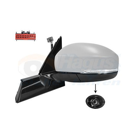 RETROVISEUR ELECTRIQUE COMPLET GAUCHE 14Pin Chauffant Primer Rabattable électriquement Avec éclairage inférieur Avec mémoire