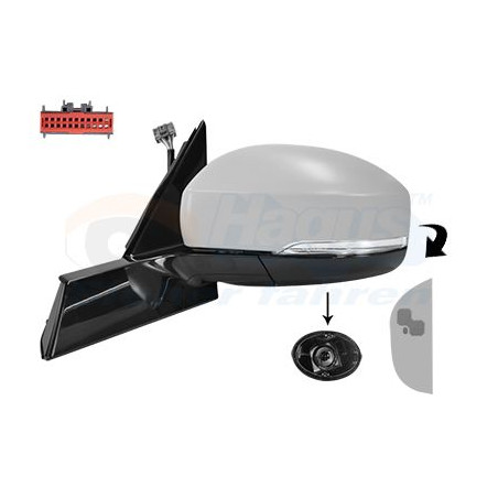 RETROVISEUR ELECTRIQUE COMPLET GAUCHE 18Pin Chauffant Primer Rabattable électriquement Avec éclairage inférieur Avec mémoire