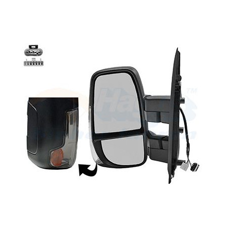 Rétroviseur éléctrique complet gauche 19  9pin bras court chauffant noir avec sonde de température cadre  gris fumé