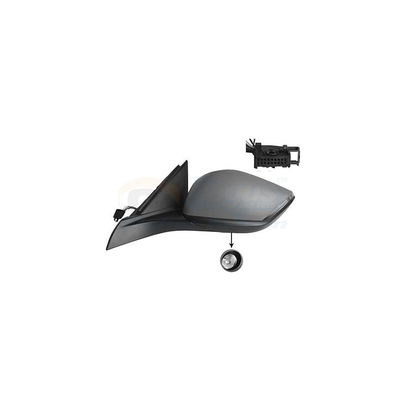 Rétroviseur éléctrique complet gauche 9pin chauffant primer rabattable électriquement avec éclairage inférieur