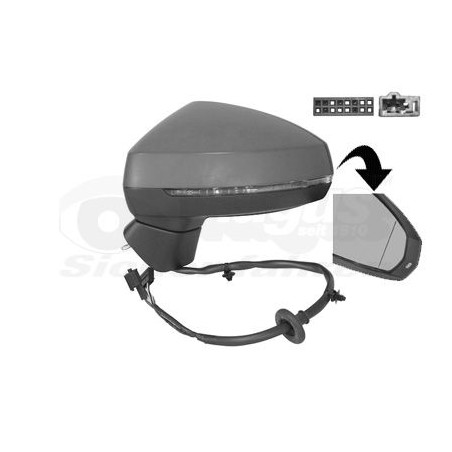 RETROVISEUR ELECTRIQUE COMPLET GAUCHE Chauffant Primer 12Pin Rabattable électriquement Asphérique -Cabrio 