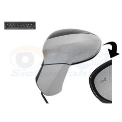 Rétroviseur éléctrique complet gauche noir brillant - primer rabattable électriquement side assist